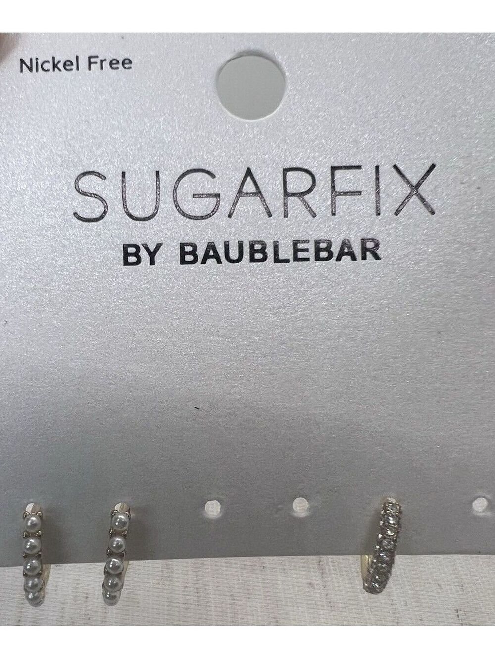 Sugarfix BaubleBar Mini hoop earrings pearl diamond gold classic dressy